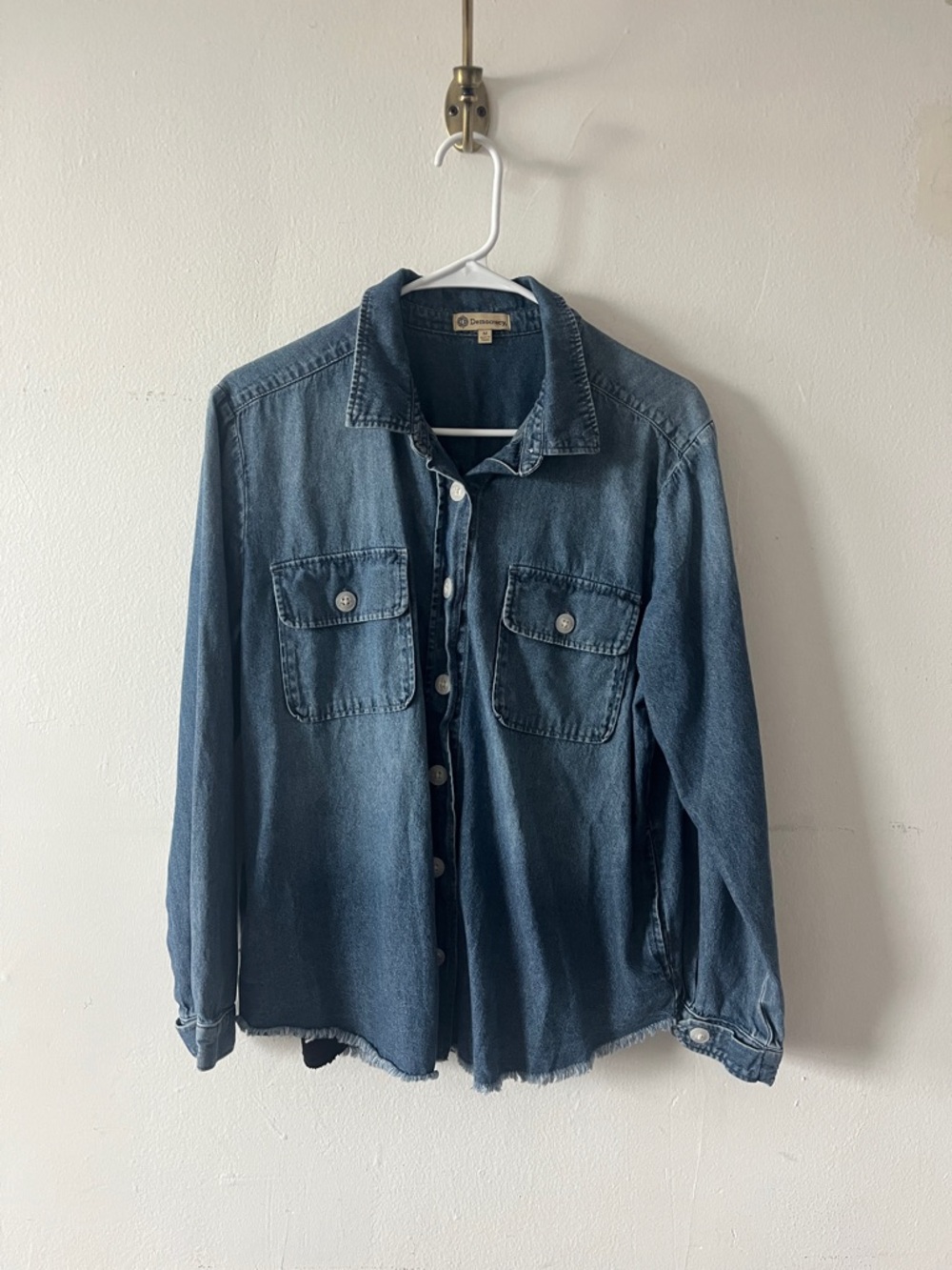 Democracy Denim Button-Down Shirt Jacket in Blue